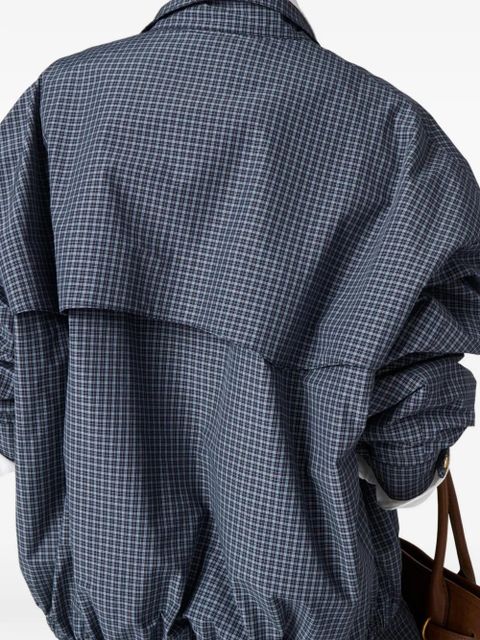 Miu Miu check-pattern oversized jacket - Blue