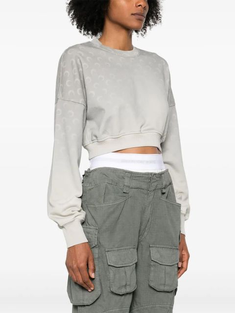 Marine Serre moon fleece cropped sweatshirt - Grey