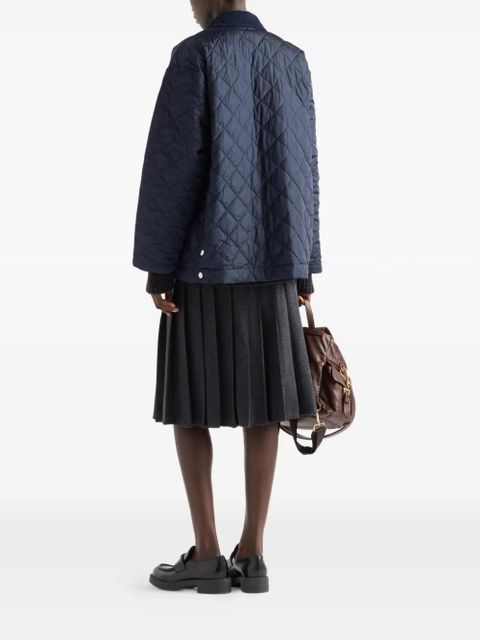 Prada velvet-collar quilted puffer jacket - Blue