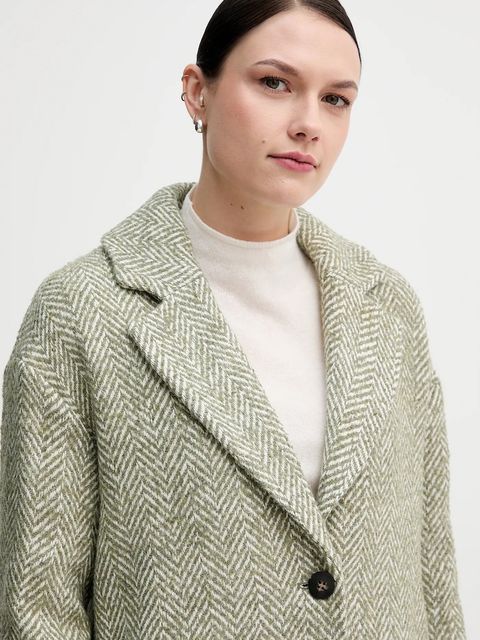 United Colors of Benetton płaszcz z dodatkiem wełny kolor zielony 2M9SDN08T