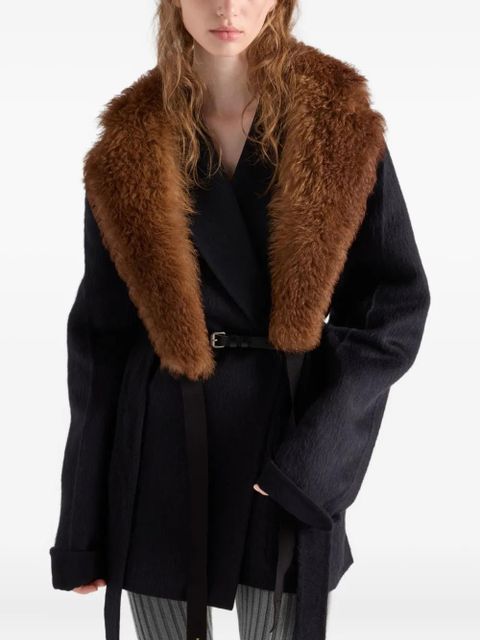 Prada shawl-collar belted coat - Black