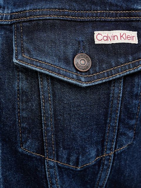 Calvin Klein Jeans kurtka jeansowa kolor granatowy przejściowa LV047E903G