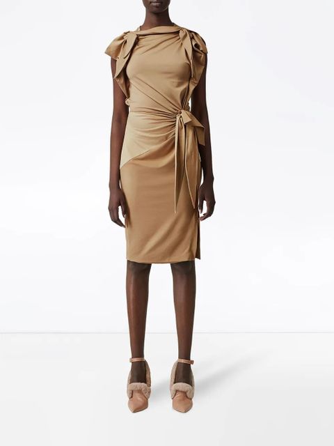 Burberry Tie Detail Tri-tone Silk Jersey Dress - Neutrals
