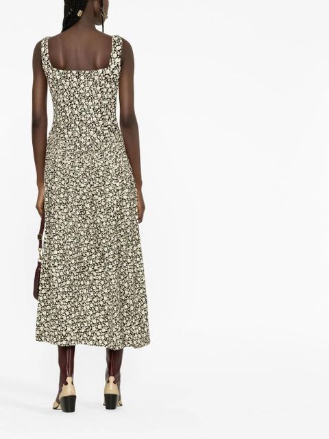 Tory Burch floral-print flared dress - Neutrals