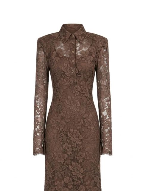Rowen Rose long-sleeves V-neck maxi dress - Brown - zdjęcie produktu nr 2