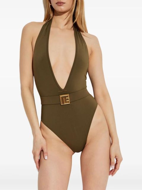 Balmain logo swimsuit - Green