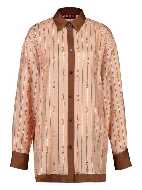 Gucci horsebit stripe silk shirt - Pink - zdjęcie produktu nr 1