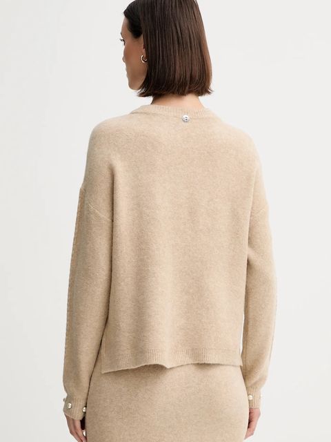 Twinset sweter z domieszką wełny damski kolor beżowy lekki 252AP3043