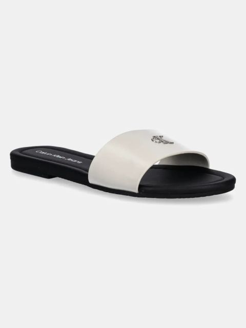 Calvin Klein Jeans klapki FLAT SANDAL SLIDE MG damskie kolor szary YW0YW01697