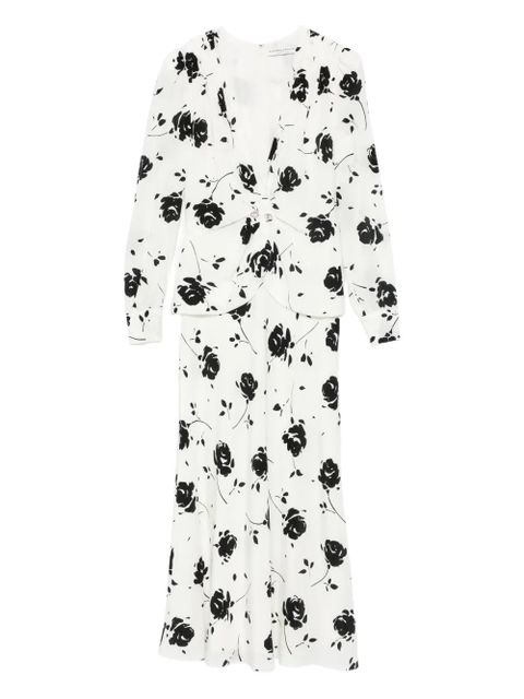 Alessandra Rich rose-print button-detail midi dress - White - zdjęcie produktu nr 1