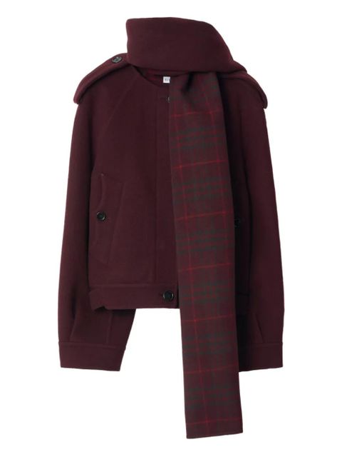 Burberry detachable-scarf wool jacket - Red - zdjęcie produktu nr 1
