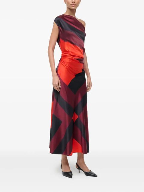 STAUD Phare one-shoulder midi dress - Red