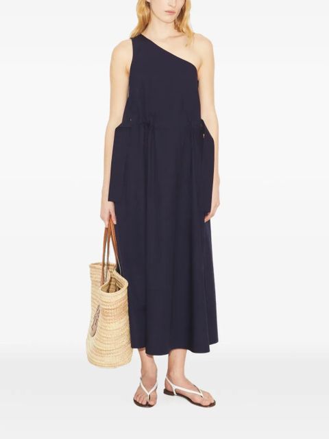 Tory Burch one-shoulder belted cotton dress - Blue