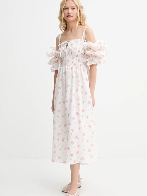 The Sleeper sukienka lniana kolor beżowy maxi rozkloszowana ALDR01F020N - zdjęcie produktu nr 1