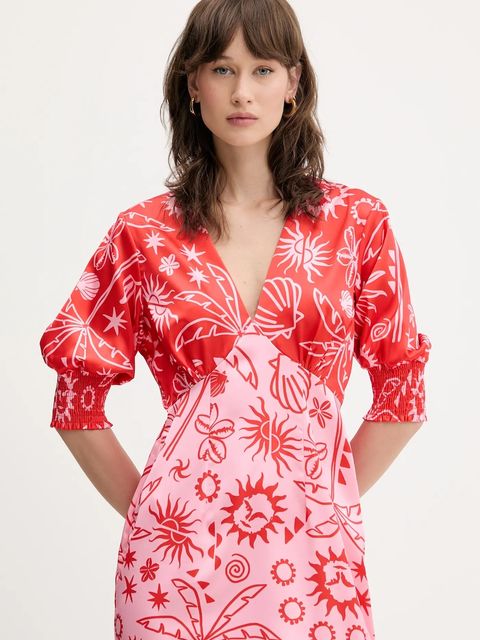 Never Fully Dressed sukienka kolor czerwony maxi prosta NFDDR2181