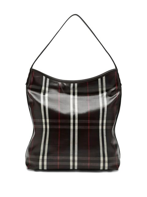 Burberry logo-patch checked shoulder bag - Brown - zdjęcie produktu nr 2