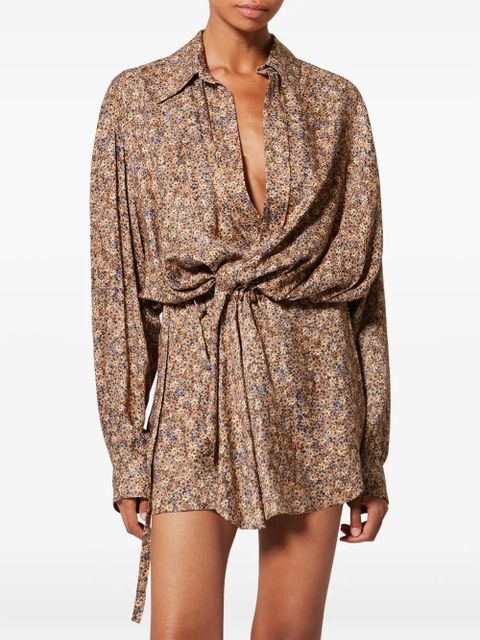 ISABEL MARANT Harmony floral tie mini dress - Brown - zdjęcie produktu nr 2