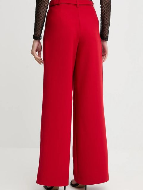 Morgan spodnie damskie kolor czerwony szerokie high waist PRED.F