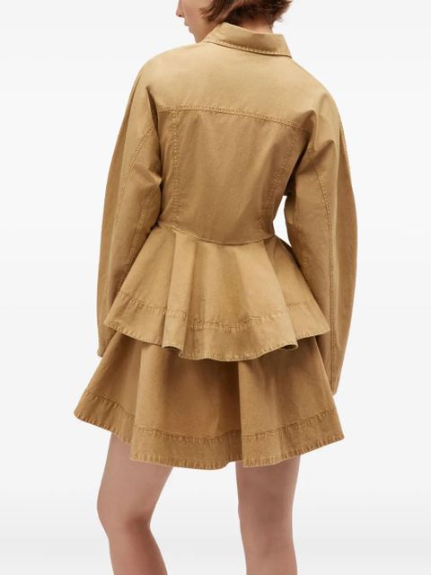 GANNI peplum cotton shirt - Neutrals