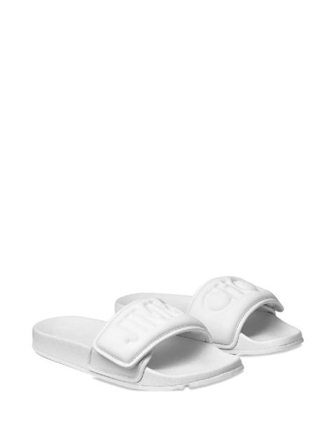 Jimmy Choo Fitz logo-strap slides - White