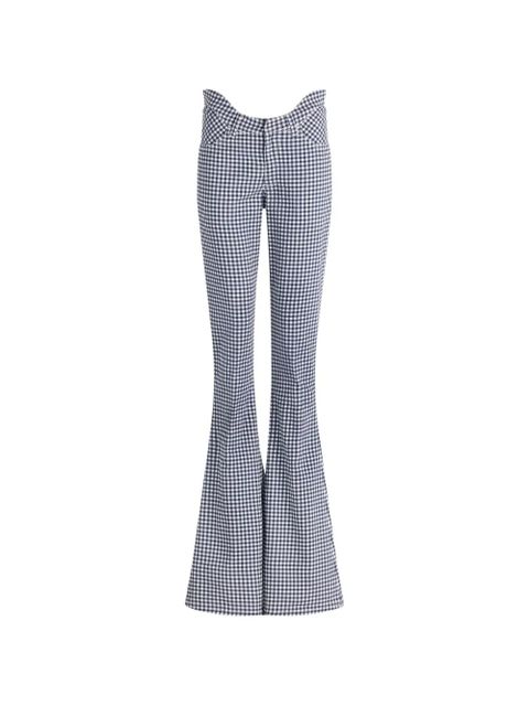 Jean Paul Gaultier curved gingham flared trousers - Blue - zdjęcie produktu nr 1