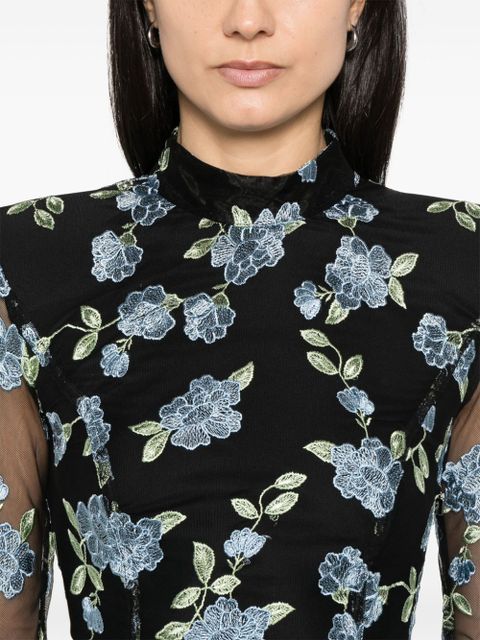 ROTATE BIRGER CHRISTENSEN mesh longsleeved mini dress - Black