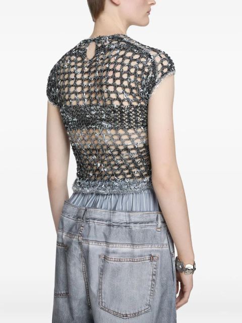 Acne Studios crochet-knit cropped T-shirt - Grey
