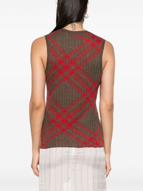 Burberry Check Wool Blend Tank Top - Brown