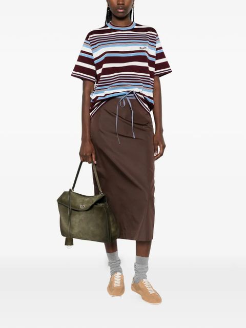 Prada striped embroidered T-shirt - Brown - zdjęcie produktu nr 2