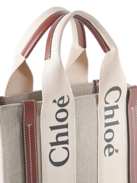 Chloé small Woody logo tote bag - Neutrals