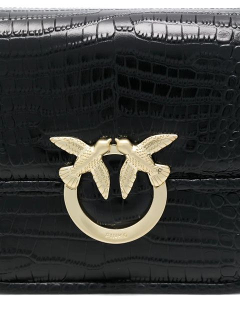 PINKO crocodile-embossed leather cross body bag - Black