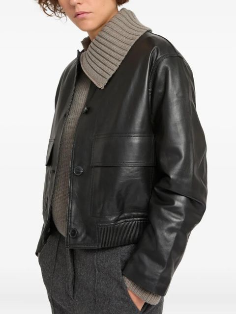 Yves Salomon cropped leather jacket - Black - zdjęcie produktu nr 2