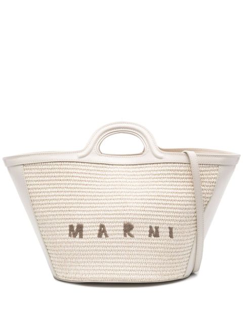 Marni logo-embroidered interwoven tote bag - White - zdjęcie produktu nr 1