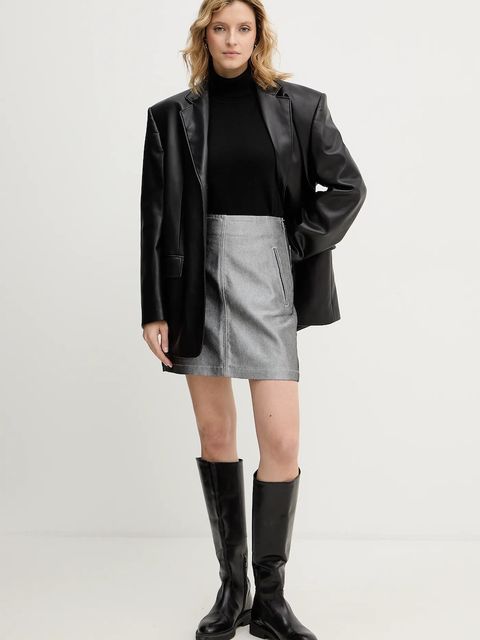 Calvin Klein Jeans spódnica jeansowa kolor szary mini prosta LV047E716G