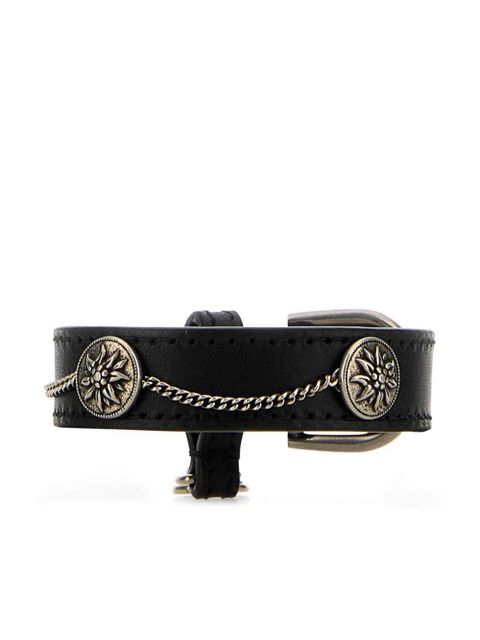 Prada floral-charm leather bracelet - Black - zdjęcie produktu nr 1