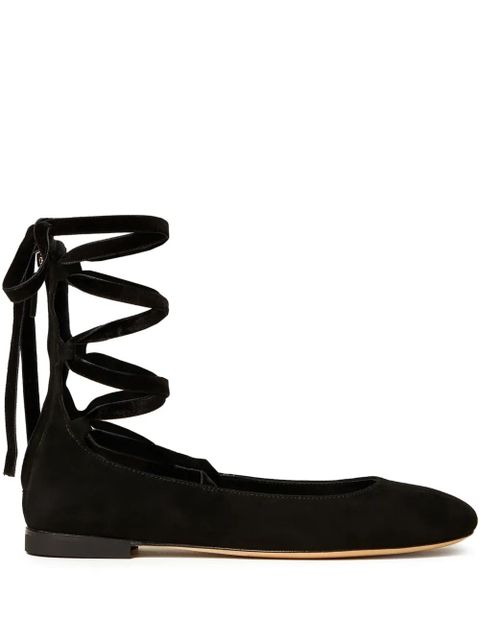 TWINSET lace-up suede ballet flats - Black - zdjęcie produktu nr 1