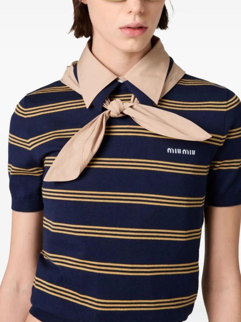 Miu Miu striped polo top - Blue - zdjęcie produktu nr 2