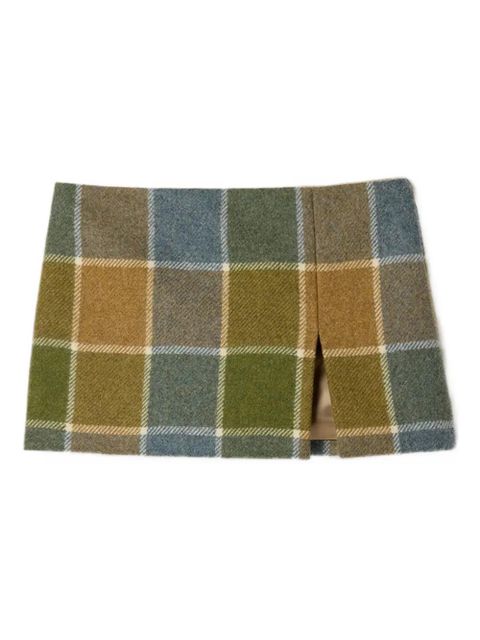 Miu Miu checked logo mini skirt - Green - zdjęcie produktu nr 1