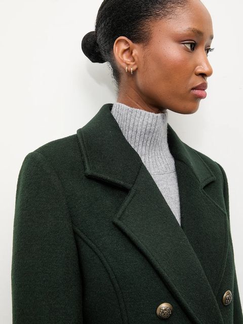 Answear.LAB płaszcz wełniany kolor zielony przejściowy dwurzędowy
