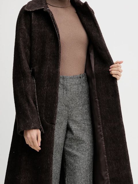 Sisley płaszcz z dodatkiem wełny kolor brązowy 21FKLN06C