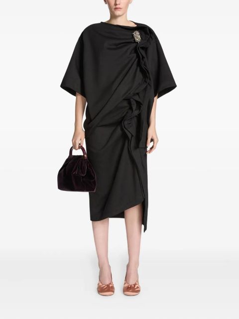 DRIES VAN NOTEN ruffled asymmetric midi skirt - Black - zdjęcie produktu nr 2