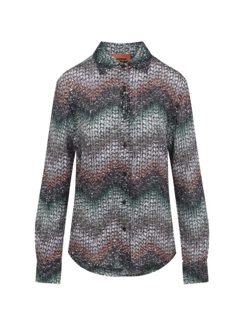 Missoni zigzag-patttern sequined shirt - Green - zdjęcie produktu nr 1