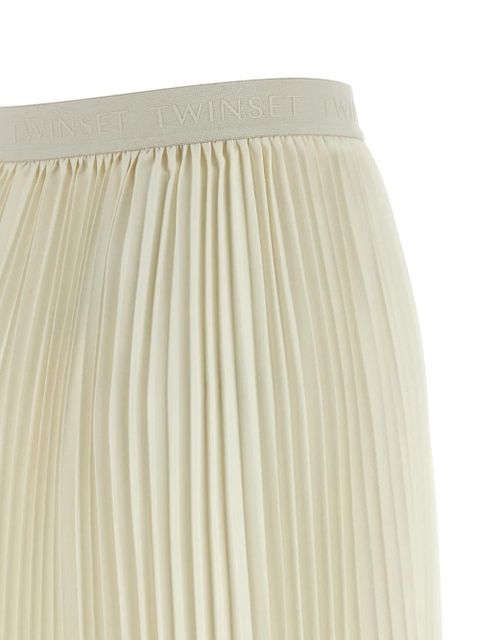TWINSET pleated logo waistband skirt - White