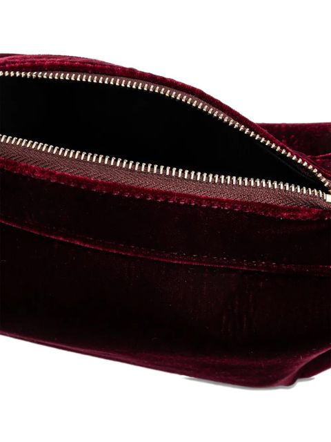 NEOUS Ara velvet-effect zip clutch Bag - Red