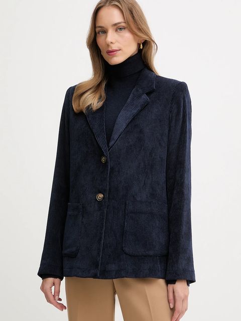 United Colors of Benetton marynarka sztruksowa kolor granatowy jednorzędowa gładka 2Q5GDW03I - zdjęcie produktu nr 1