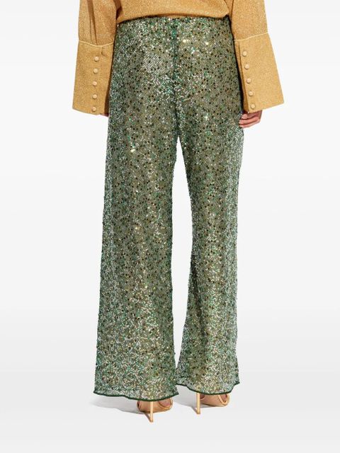 Oséree sequinned wide-leg trousers - Green