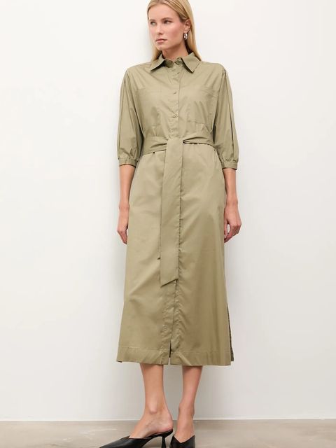 Answear.LAB sukienka bawełniana kolor zielony maxi prosta