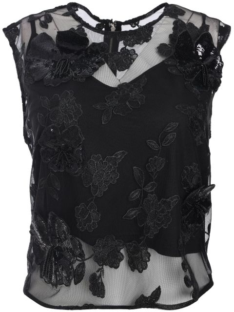 ROTATE BIRGER CHRISTENSEN mesh flower top - Black - zdjęcie produktu nr 1