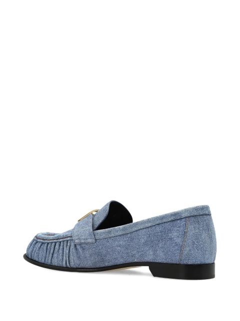 FENDI logo ruched-detail loafers - Blue