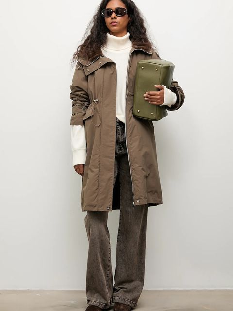 Answear.LAB parka kolor zielony przejściowa